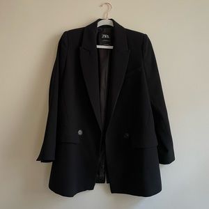Zara Double-Breasted Black Blazer